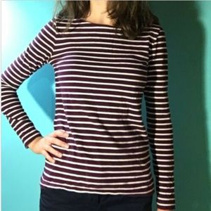 Maroon and White Striped J. Crew Top
